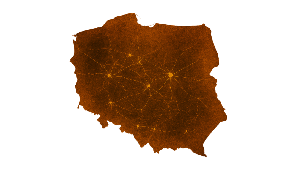 Mapa polski - bez tła 16.9